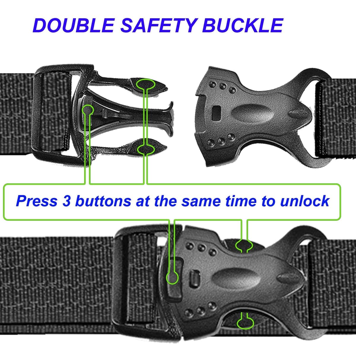 Woyeainy 2 Pack Adjustable Buckles Baby Safety Locks/Child Safety Locks. Closet Locks for Double Doors/Locks for French Door Refrigerator/Baby Locks for Lockers/Baby Safety Locks for Cabinets(Black) thumbnail 2