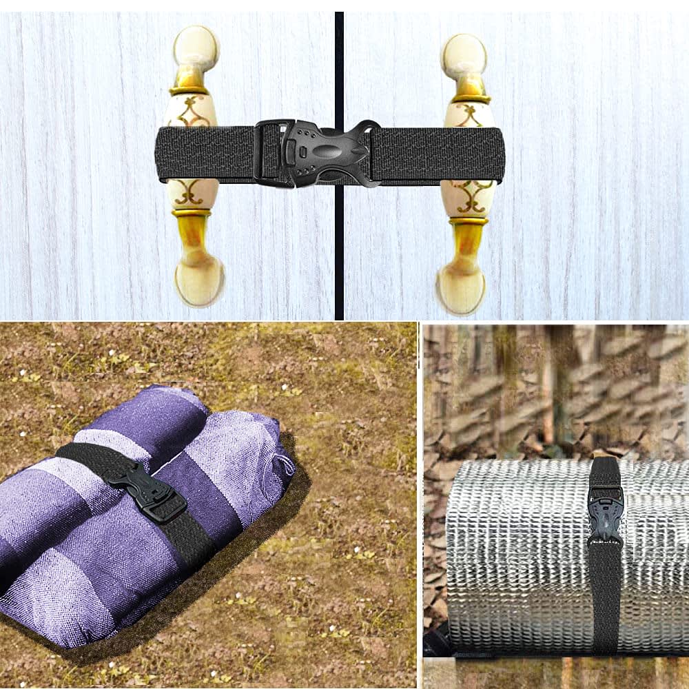 Woyeainy 2 Pack Adjustable Buckles Baby Safety Locks/Child Safety Locks. Closet Locks for Double Doors/Locks for French Door Refrigerator/Baby Locks for Lockers/Baby Safety Locks for Cabinets(Black) thumbnail 5