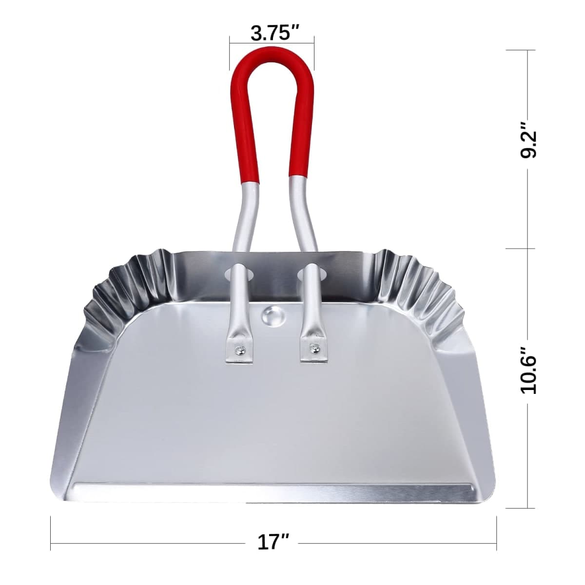 TOP DOG Metal Dustpan 17”, Aluminum Dust Pans Heavy Duty Does not Chip or Bend Sheet Metal Edge Flat Against Floor for Small Item Sweeping Rubber Coated Easy to Grasp Handle (2pcs) thumbnail 2