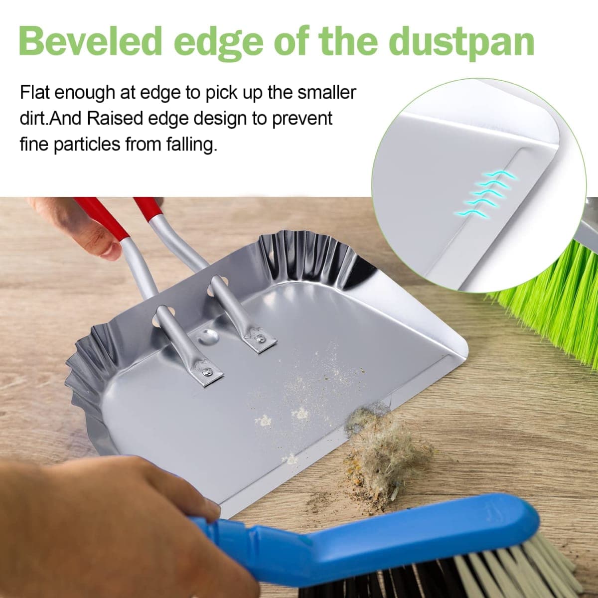 TOP DOG Metal Dustpan 17”, Aluminum Dust Pans Heavy Duty Does not Chip or Bend Sheet Metal Edge Flat Against Floor for Small Item Sweeping Rubber Coated Easy to Grasp Handle (2pcs) thumbnail 4
