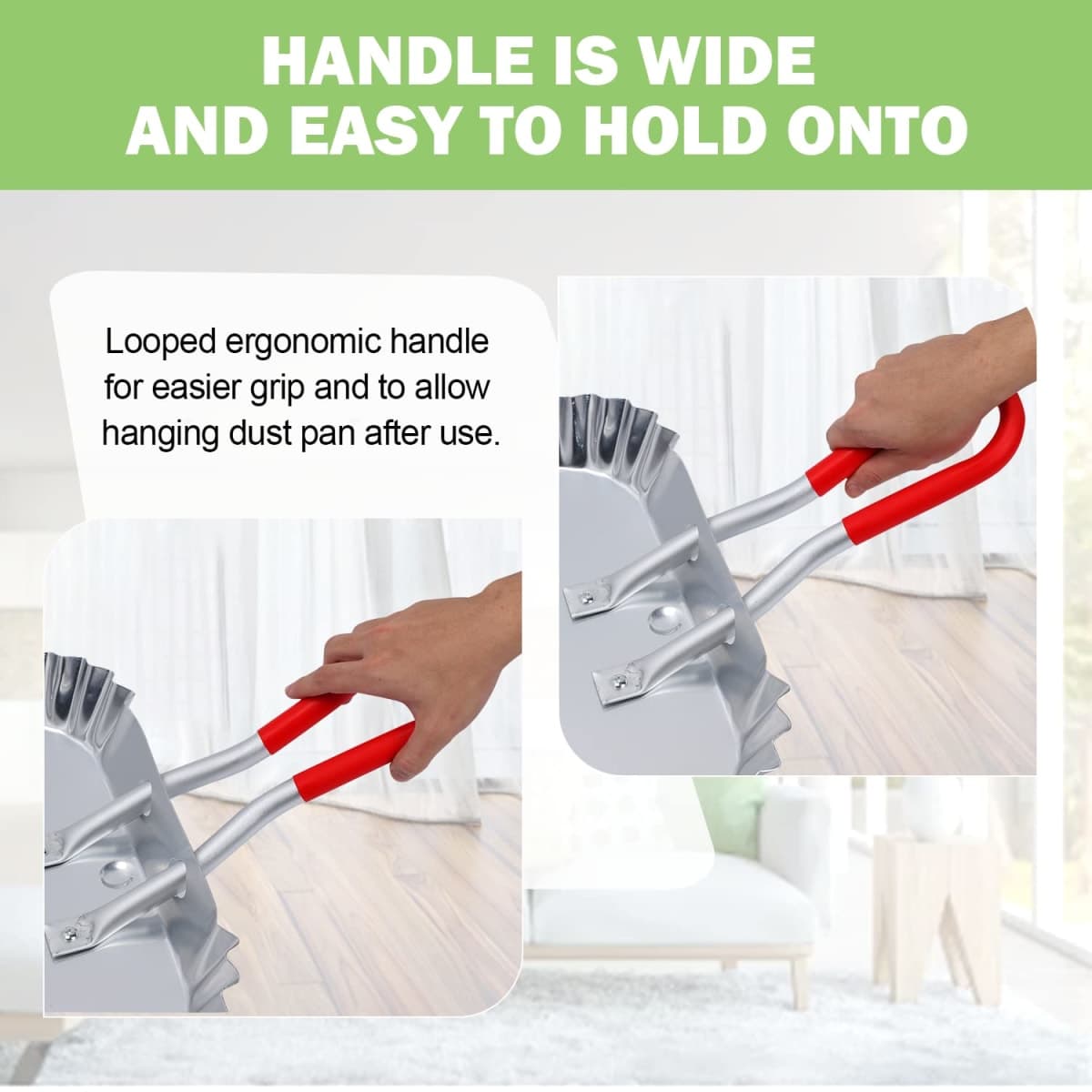 TOP DOG Metal Dustpan 17”, Aluminum Dust Pans Heavy Duty Does not Chip or Bend Sheet Metal Edge Flat Against Floor for Small Item Sweeping Rubber Coated Easy to Grasp Handle (2pcs) thumbnail 5