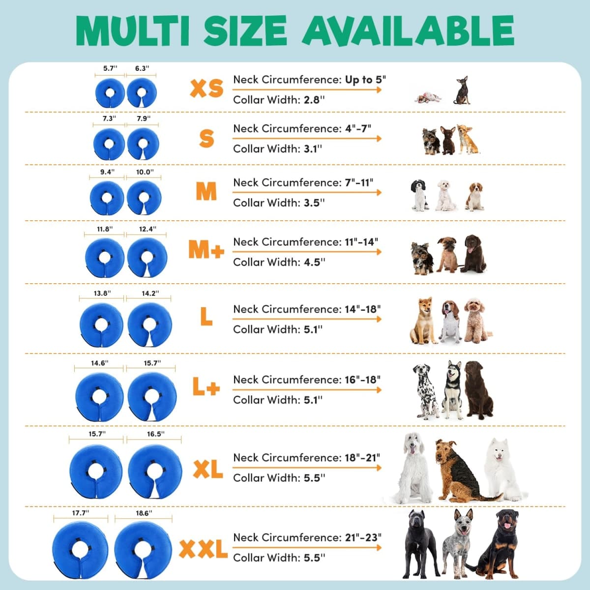 BENCMATE Protective Inflatable Collar for Dogs and Cats - Soft Pet Recovery Collar Does Not Block Vision E-Collar (Large+, Blue) thumbnail 4