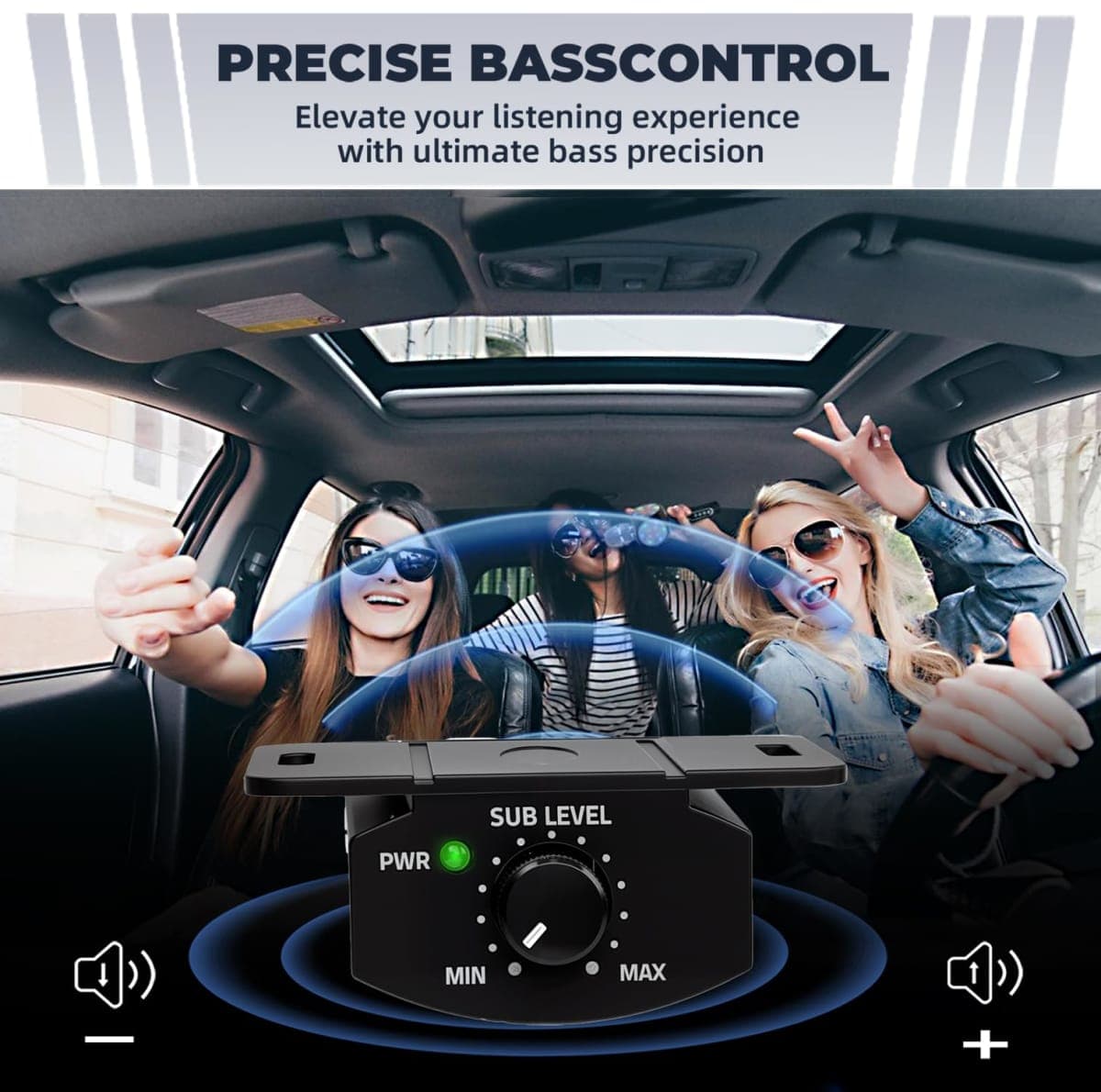Universal Bass Control Knob, 6-Pin Subwoofer Volume Control with 11.48ft Extension Cable, Compatible with Most Car Amplifier, Copper Core, Easy Install thumbnail 3