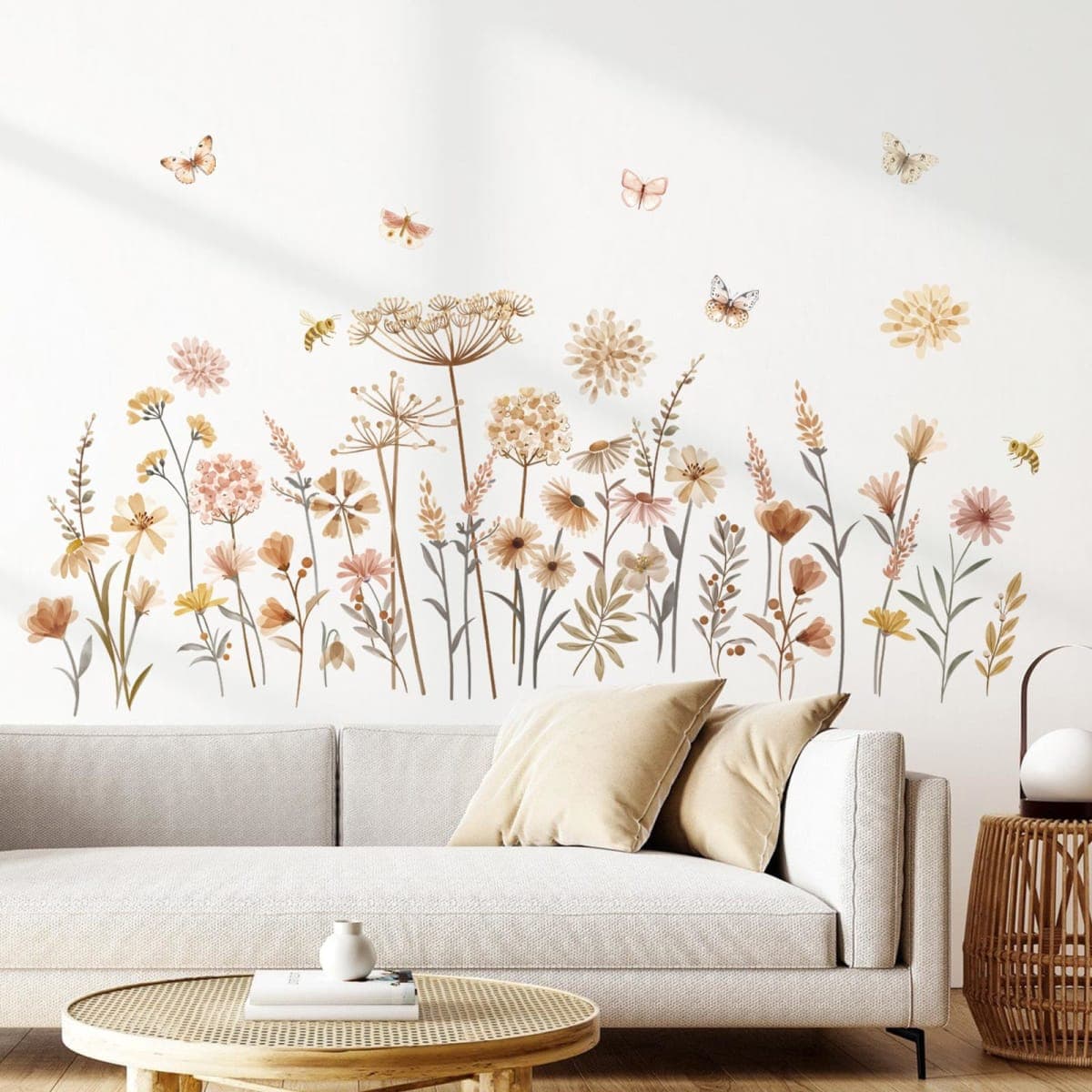 decalmile Boho Garden Flower Wall Decals Wildflower Floral Dandelion Daisy Wall Stickers Baby Nursery Girls Room Bedroom Wall Decor thumbnail 3