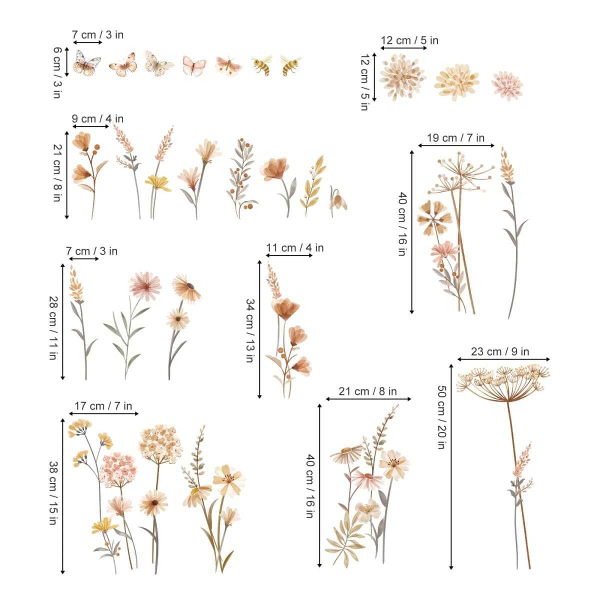 decalmile Boho Garden Flower Wall Decals Wildflower Floral Dandelion Daisy Wall Stickers Baby Nursery Girls Room Bedroom Wall Decor thumbnail 4