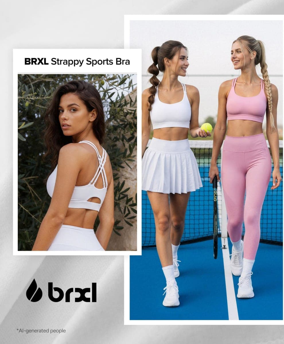 BRXL Sports Bra with Sewn in Pads Light Impact Criss Cross Adjustable Spaghetti Strap Padded Cut Out Cross Back Yoga Workout, White, Small thumbnail 4