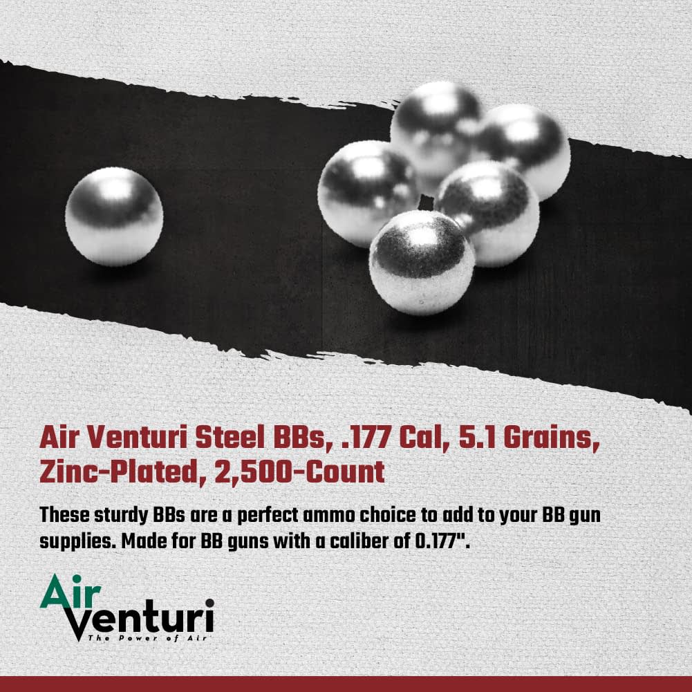 Air Venturi Steel BBS, 177 Cal, 5.1 Grains, Zinc-Plated, 2,500ct,Chrome thumbnail 2
