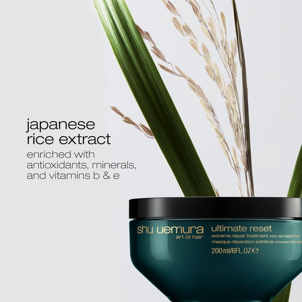 shu uemura art of hair Ultimate Reset Extreme Repair Hair Mask, Deeply Conditions and Nourishes Very Damaged Hair, Reduces Split Ends and Breakage, With Japanese Rice Extract, 200ml thumbnail 5