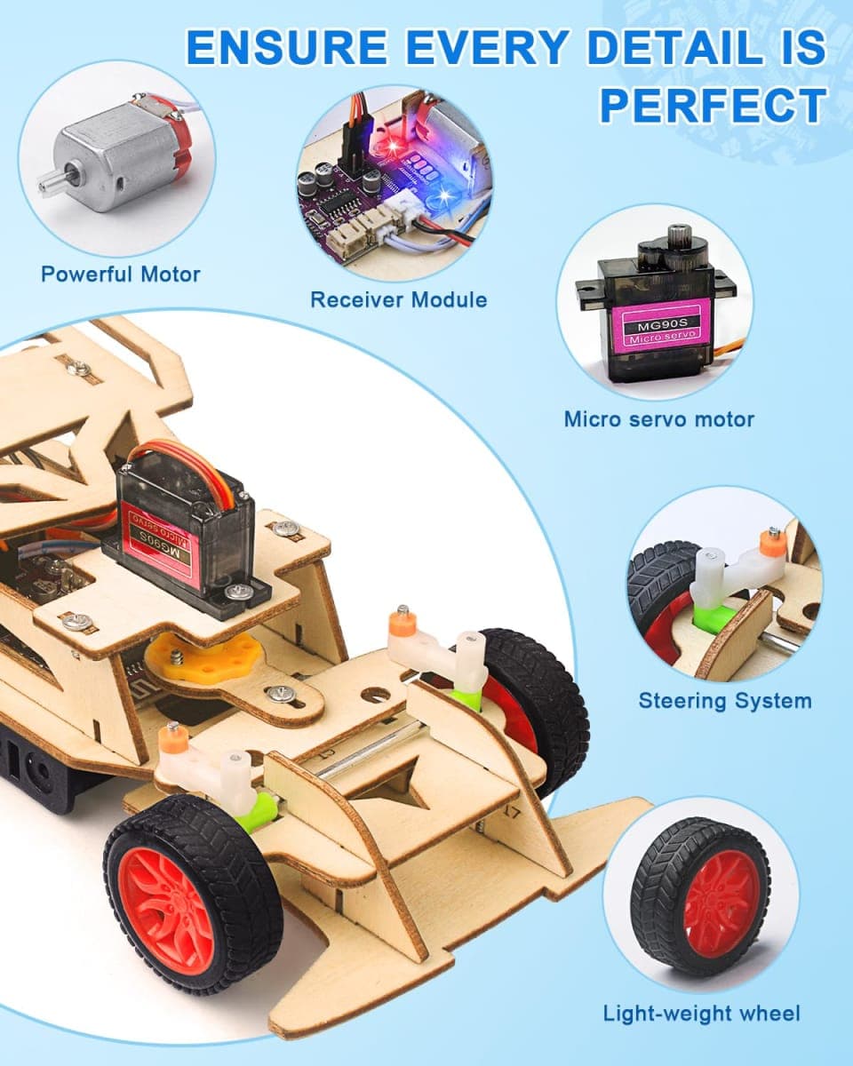 Poraxy STEM Kits for Kids 8-10, STEM Toys for Boys Ages 8-13, Remote Control Car, Wooden 3D Puzzles Science Kits 8-12 Projects Building Model, Birthday Gifts for 9 11 14 Year Old Teen Boys Girls thumbnail 3