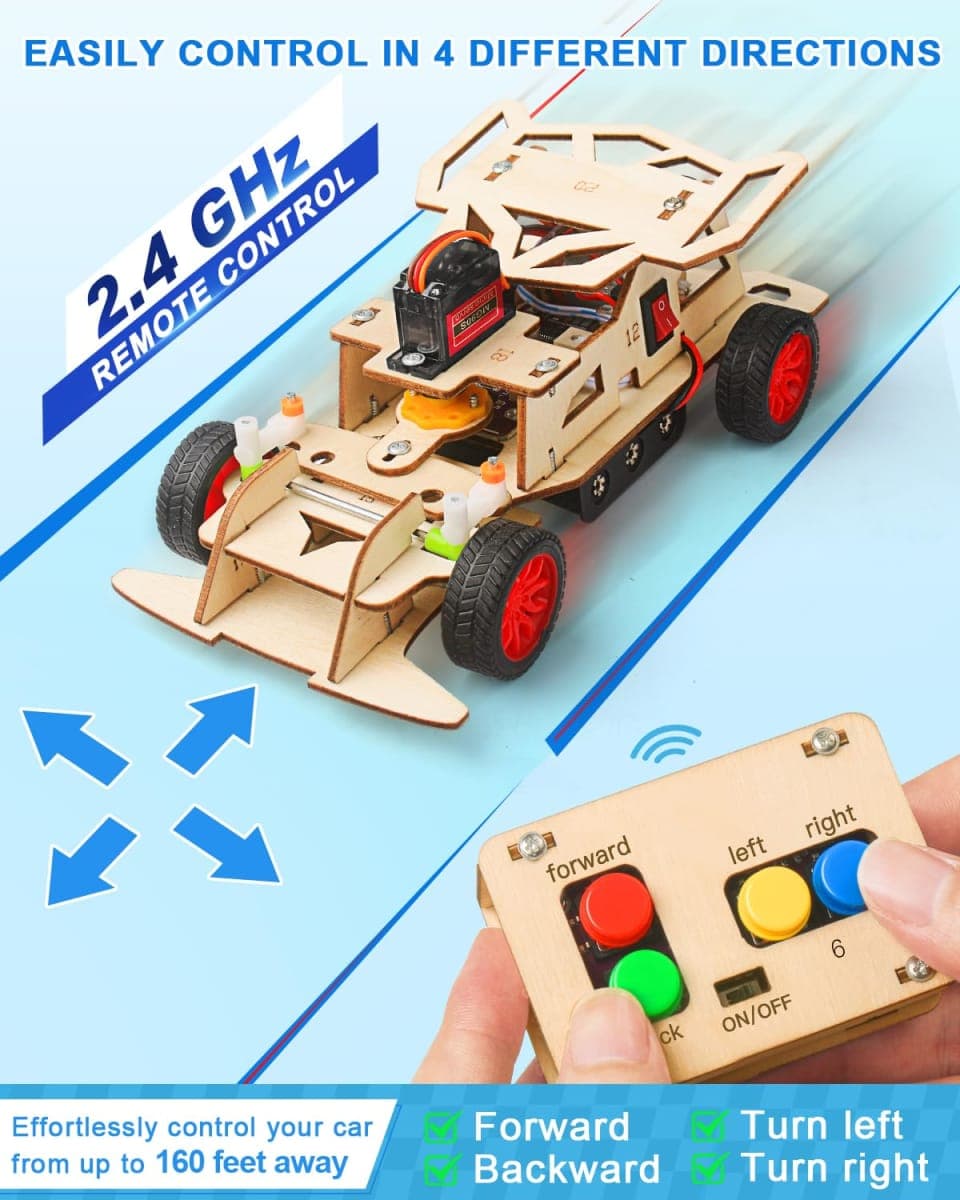 Poraxy STEM Kits for Kids 8-10, STEM Toys for Boys Ages 8-13, Remote Control Car, Wooden 3D Puzzles Science Kits 8-12 Projects Building Model, Birthday Gifts for 9 11 14 Year Old Teen Boys Girls thumbnail 4