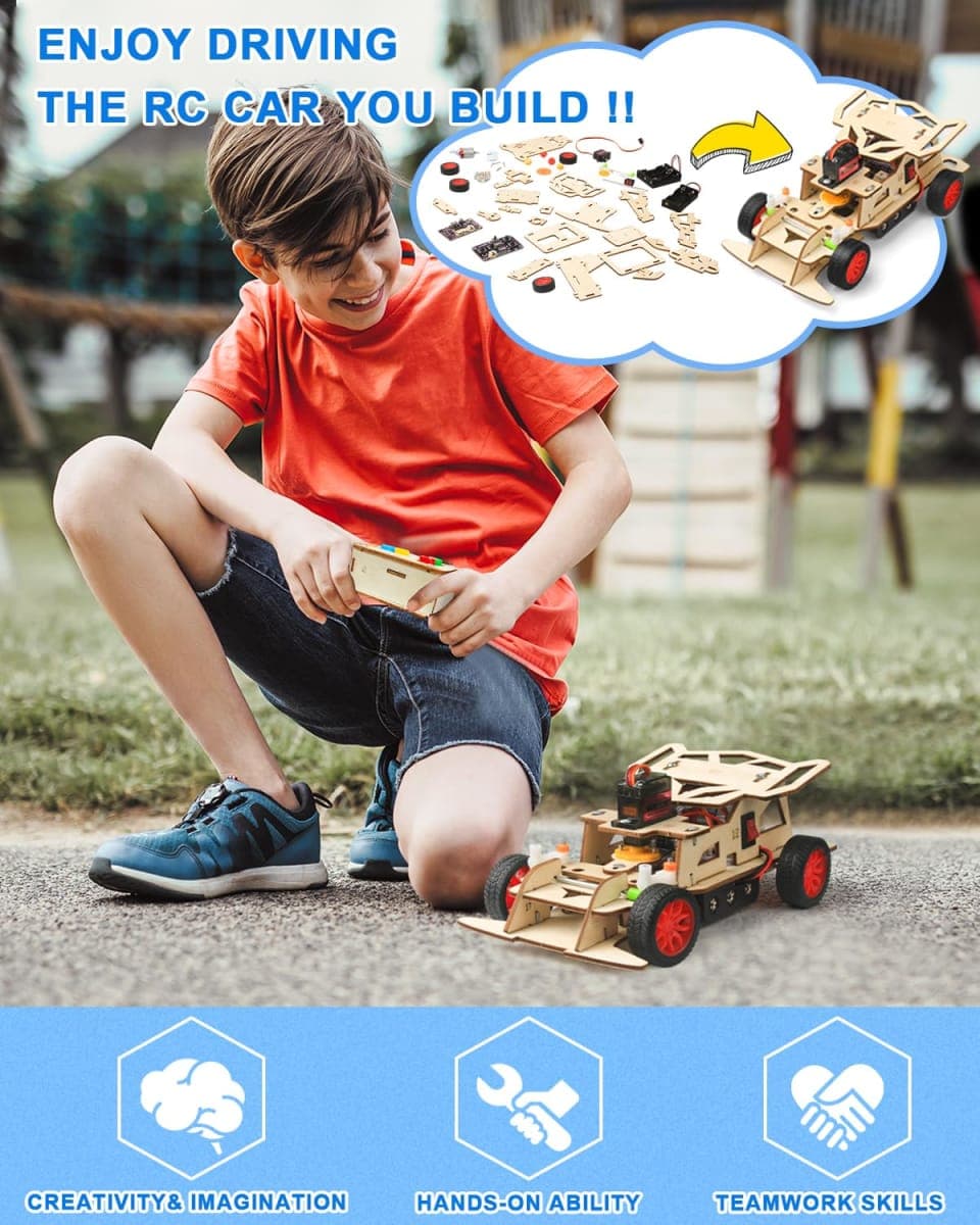 Poraxy STEM Kits for Kids 8-10, STEM Toys for Boys Ages 8-13, Remote Control Car, Wooden 3D Puzzles Science Kits 8-12 Projects Building Model, Birthday Gifts for 9 11 14 Year Old Teen Boys Girls thumbnail 5