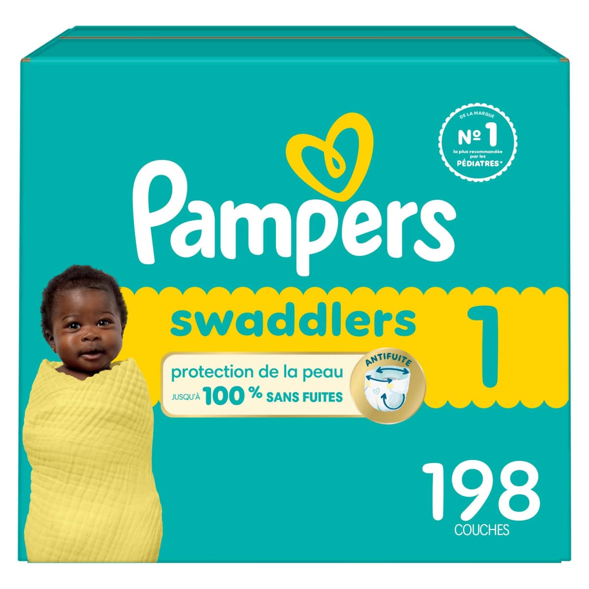 Pampers Swaddlers Diapers, Size 1, Absorbent, Keeps Baby Dry and Comfortable, Skin Safe Disposable Baby Diaper, 1 Pack (Count of 198) thumbnail 2