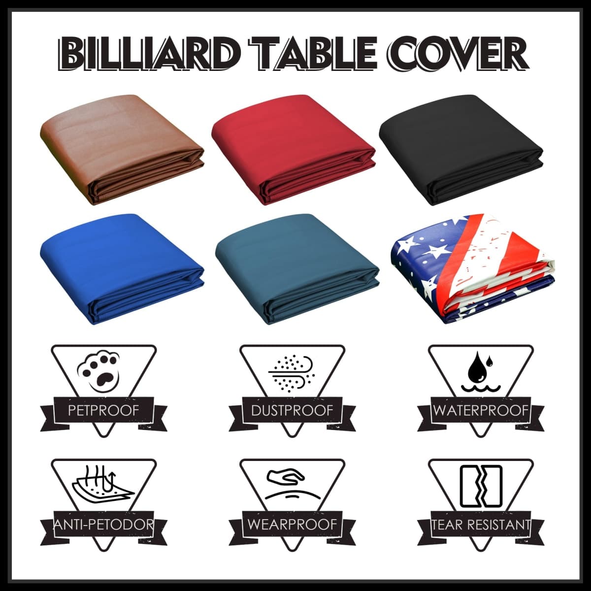 K-Musculo Pool Table Cover, Heavy Duty Leatherette Billiard Table Cover, Waterproof and Tearproof, 7/8/9 Foot Fitted(Black, 7FT) thumbnail 3
