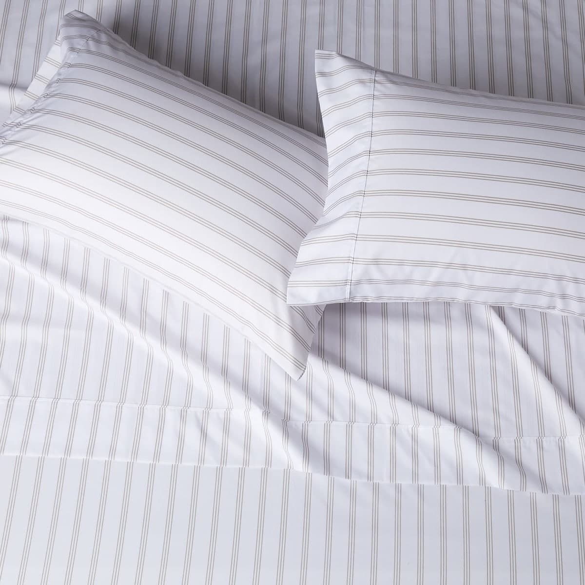 Amazon Basics Lightweight Super Soft Easy Care Microfiber 4 Piece Bed Sheet Set with 14-Inch Deep Pockets, Queen, Taupe Stripe, Striped thumbnail 3