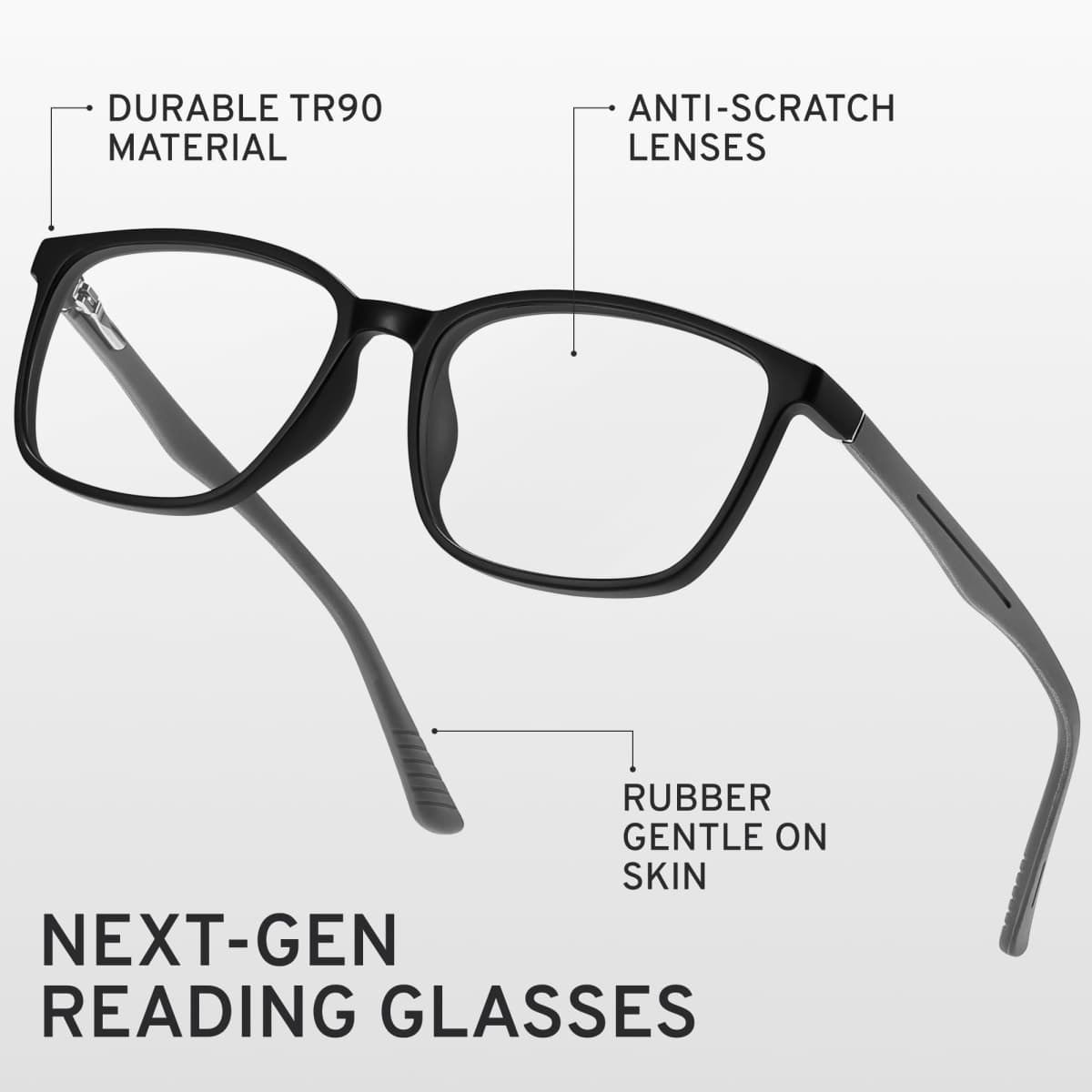 NOVIVON Active‑Fit +1.5 Reading Glasses for Men - Blue Light & UV Protective Readers with Bonus Case & Cloth thumbnail 5