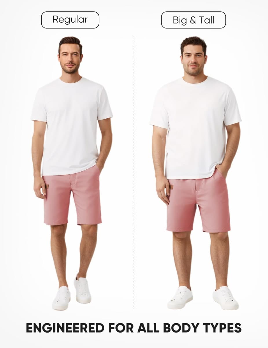 JMIERR Mens Summer Casual Cotton Twill Chino Shorts, S4 Pink, XL thumbnail 5