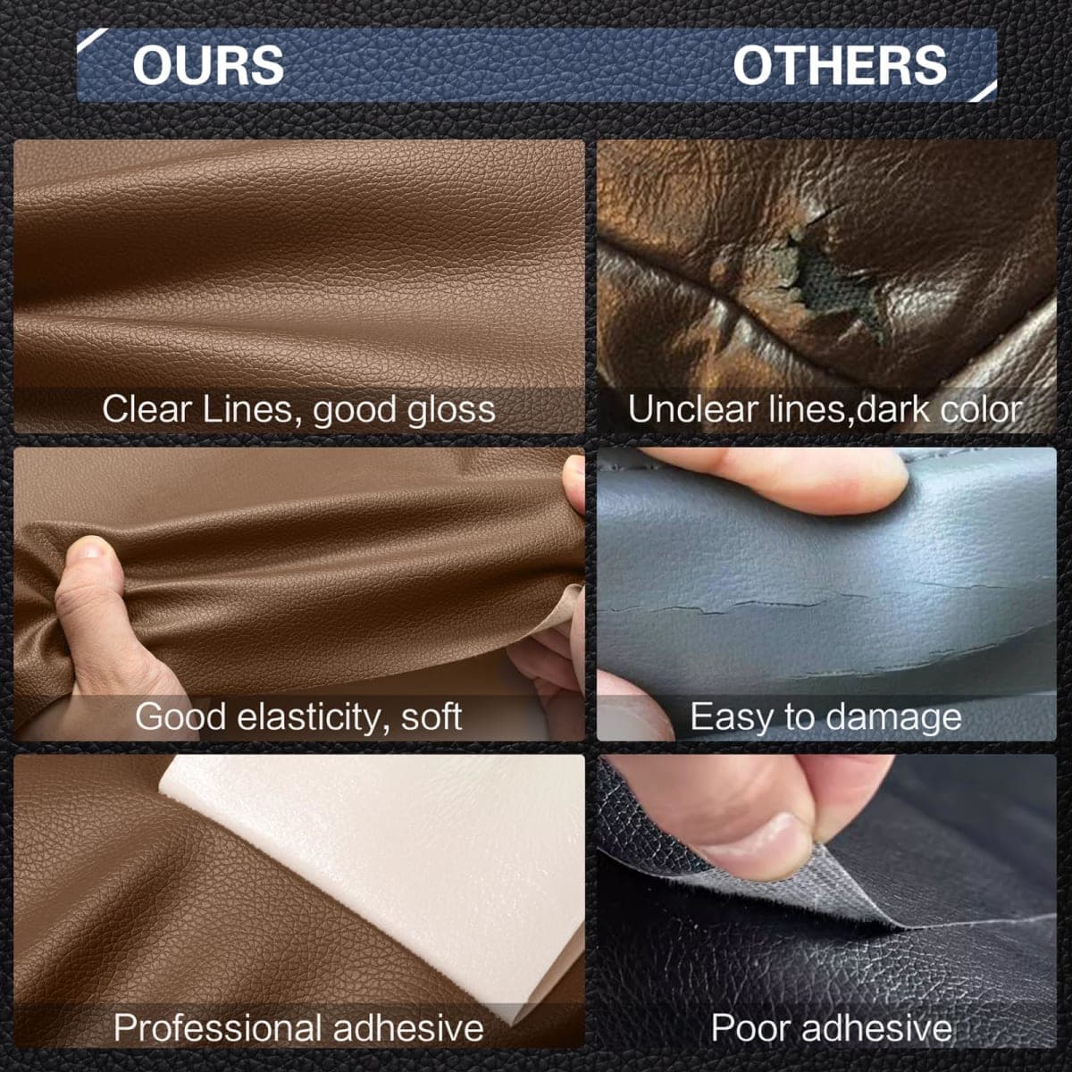 Leather Repair Kit for Furniture 4"x 63" Leather Tape Repair Patch Self Adhesive Sofa Vinyl Repair Patch Kit for Car Seat,Couch,Boat Seat,Chair - Dark Brown thumbnail 4