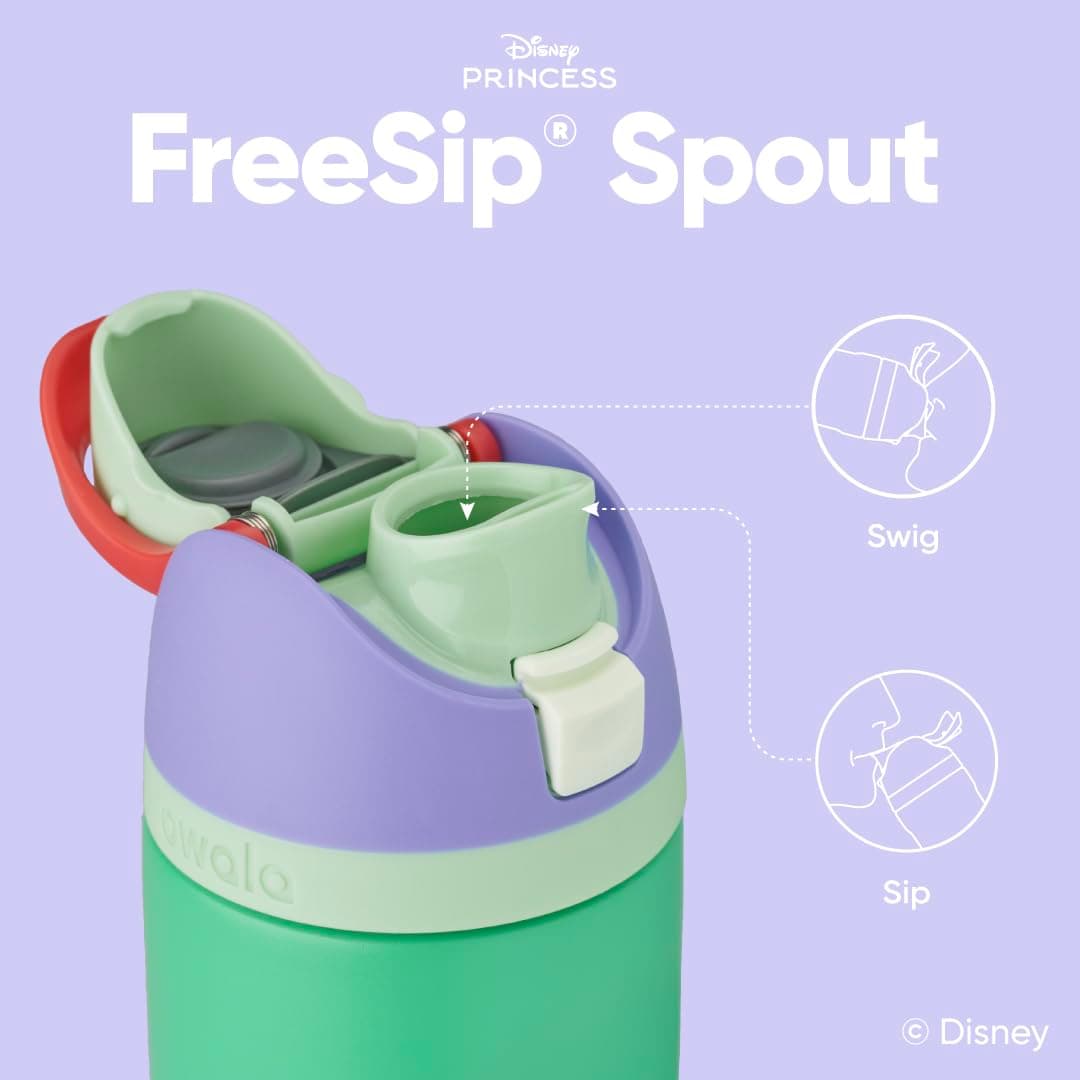 Owala Disney Princess FreeSip Insulated Stainless Steel Water Bottle with Straw for Sports and Travel, BPA-Free Sports Water Bottle, 24 oz, Ariel thumbnail 2