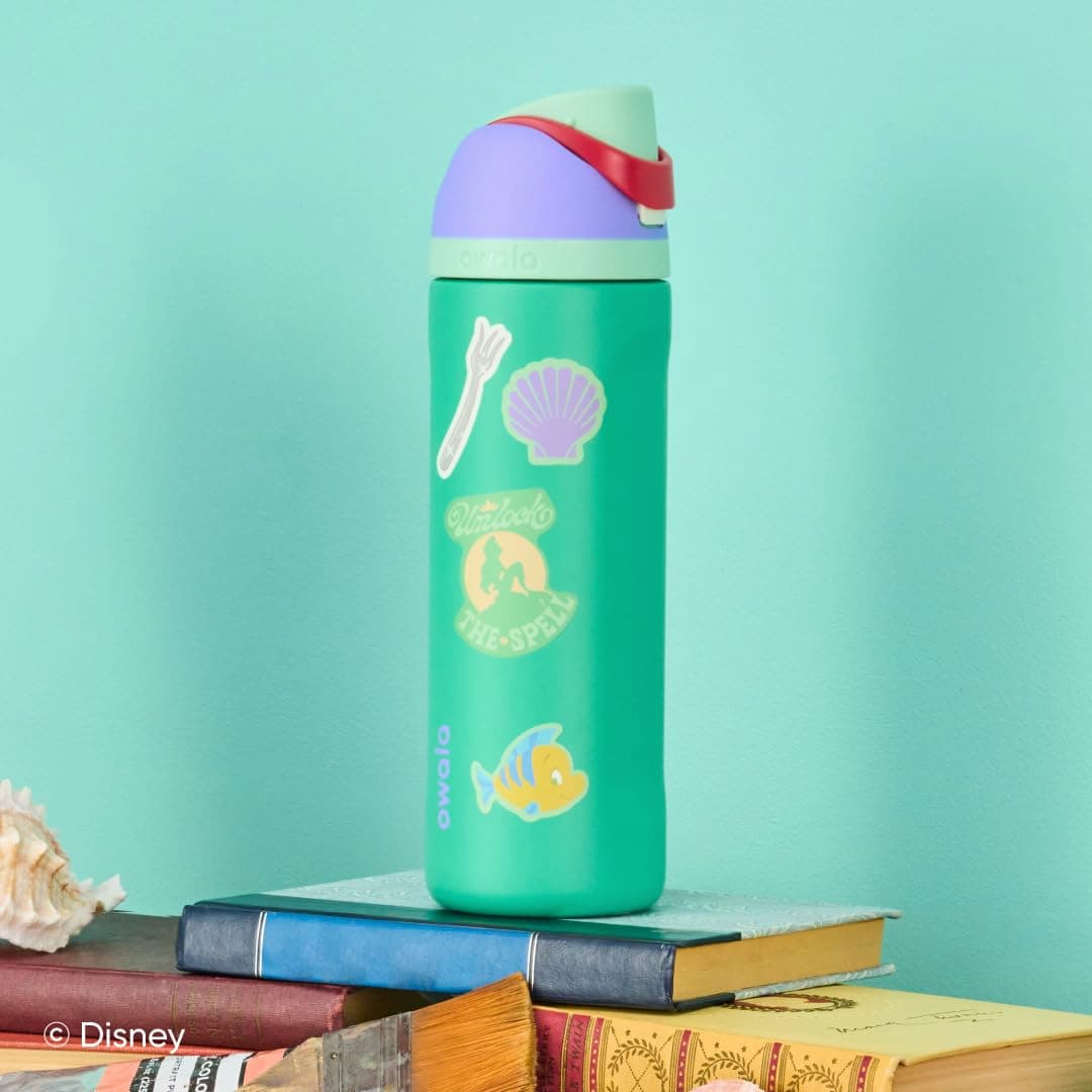 Owala Disney Princess FreeSip Insulated Stainless Steel Water Bottle with Straw for Sports and Travel, BPA-Free Sports Water Bottle, 24 oz, Ariel thumbnail 5