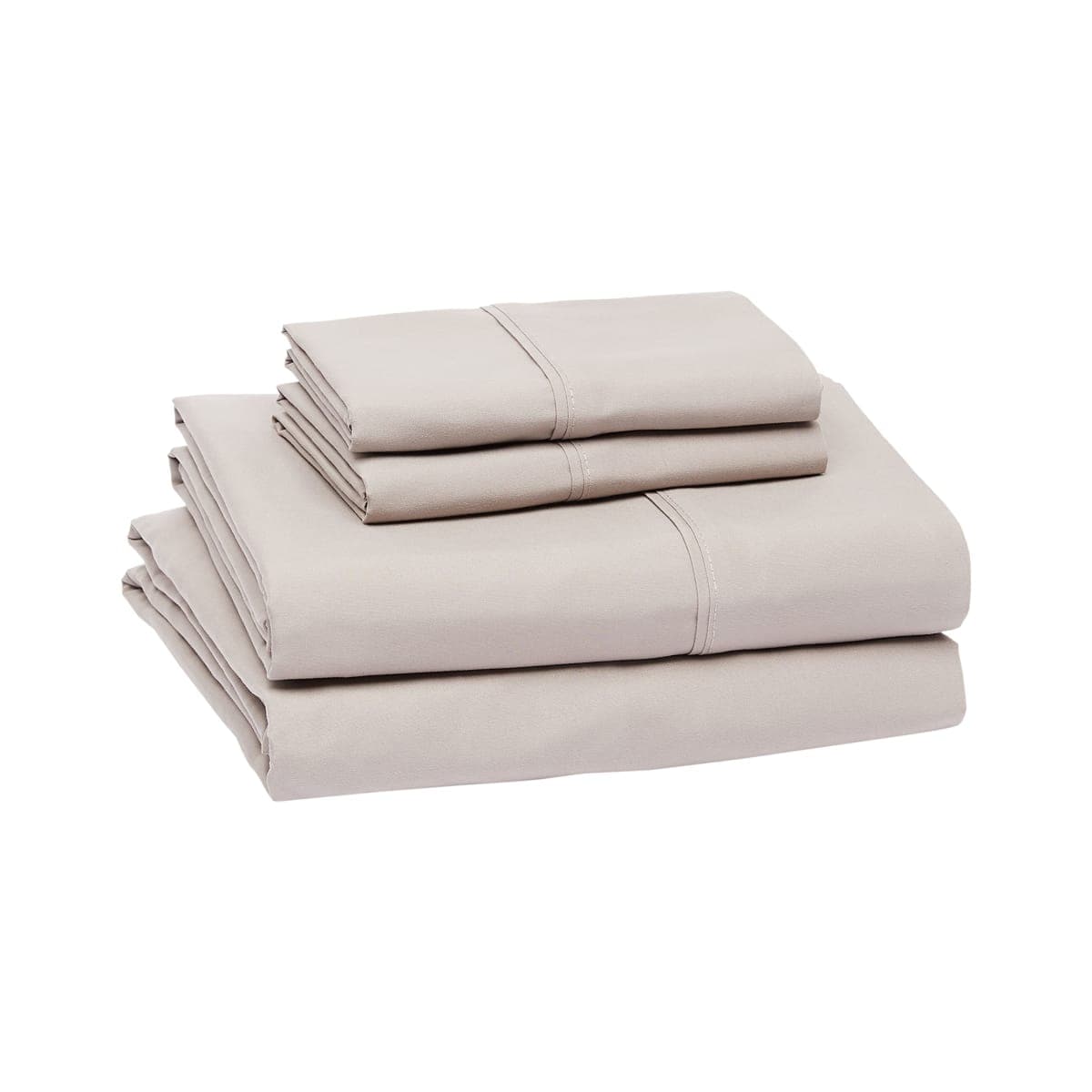 Amazon Basics Lightweight Super Soft Cooling, Easy Care Breathable Wrinkle Free Microfiber Comfortable 4-Piece Bed Sheet Set with 36cm Deep Pockets, Queen, Taupe, Solid thumbnail 2