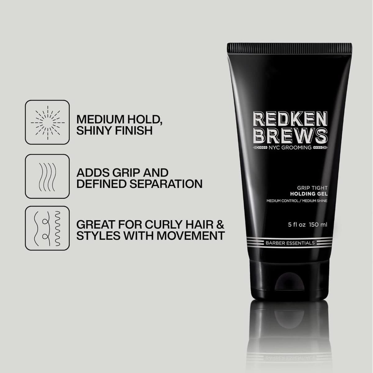 Redken Brews Holding Gel, Medium Hold & Shine, Weightless Formula Seals Moisture, Flake-Free, For All Hair Types, Great for Curly, 150 ML thumbnail 3