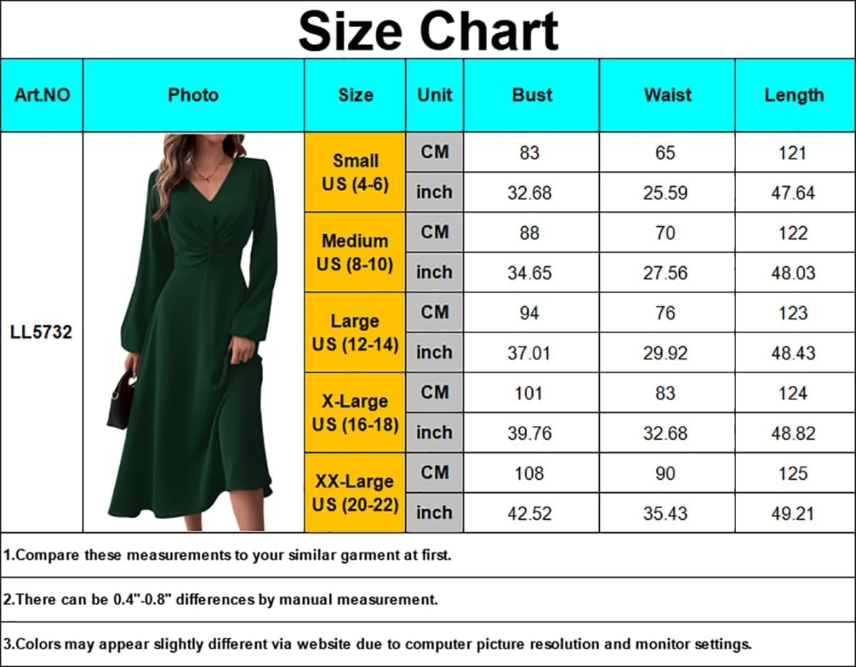 LalaLin Long Sleeve Wedding Guest Dress for Women V-Neck Cocktail Church Maxi Dresses, A=green, X-Large thumbnail 5