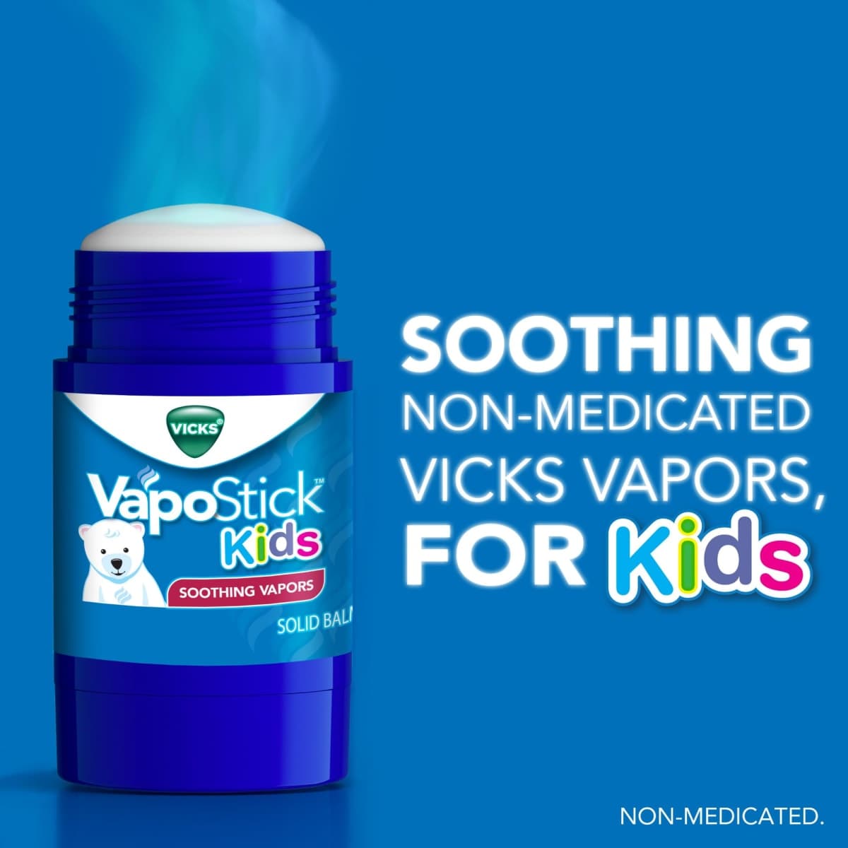 Vicks VapoStick Kids, Solid Balm, No Mess, for Kids Ages 4+ Soothing Non-Medicated Vicks Vapors, Easy-to-Use No-Touch Applicator, Lightweight Feel, 1.25oz x 2 thumbnail 2