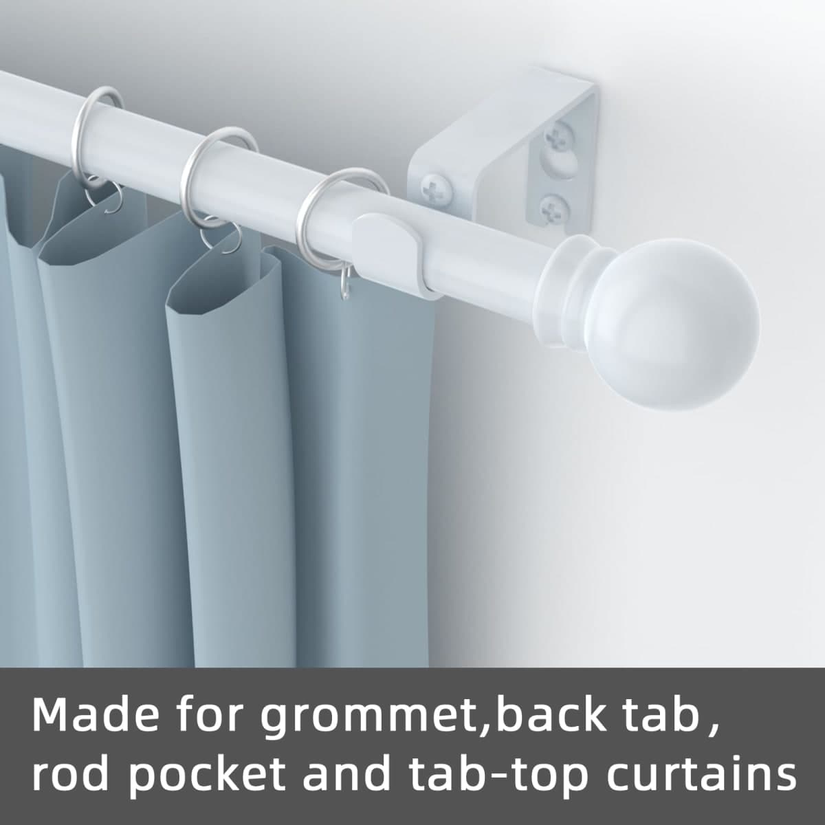 GXOACKJ White Curtain Rods for windows 32 to 48 inch, 5/8 inch Decorative Curtain Rod Set, Splicing Heavy Duty Metal Curtain Rod with Brackets thumbnail 3