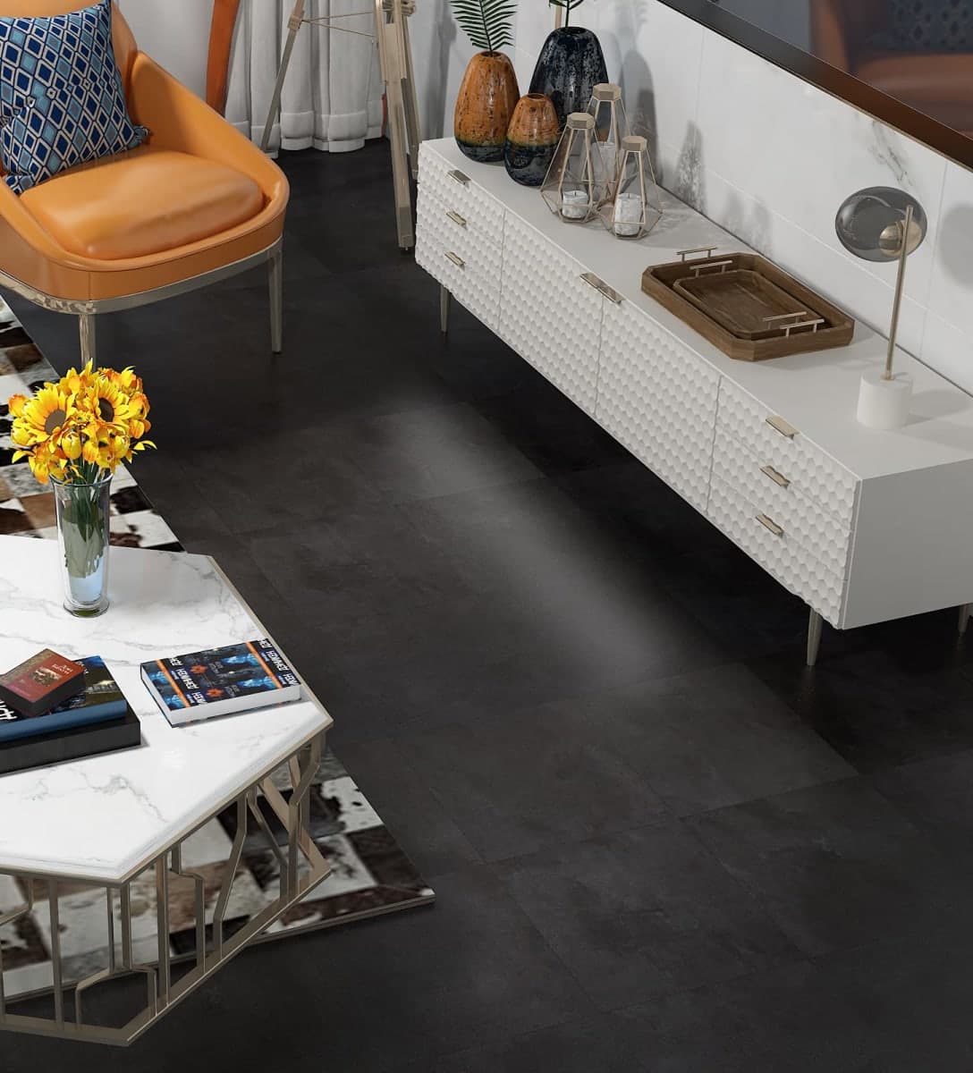 Livelynine 32-Pack Removable Floor Tiles Peel and Stick Flooring Charcoal Grey Vinyl Flooring Waterproof Bathroom Floor Tile Stickers Stick On Laminate Flooring Sticky Linoleum Flooring 30X30CM thumbnail 2