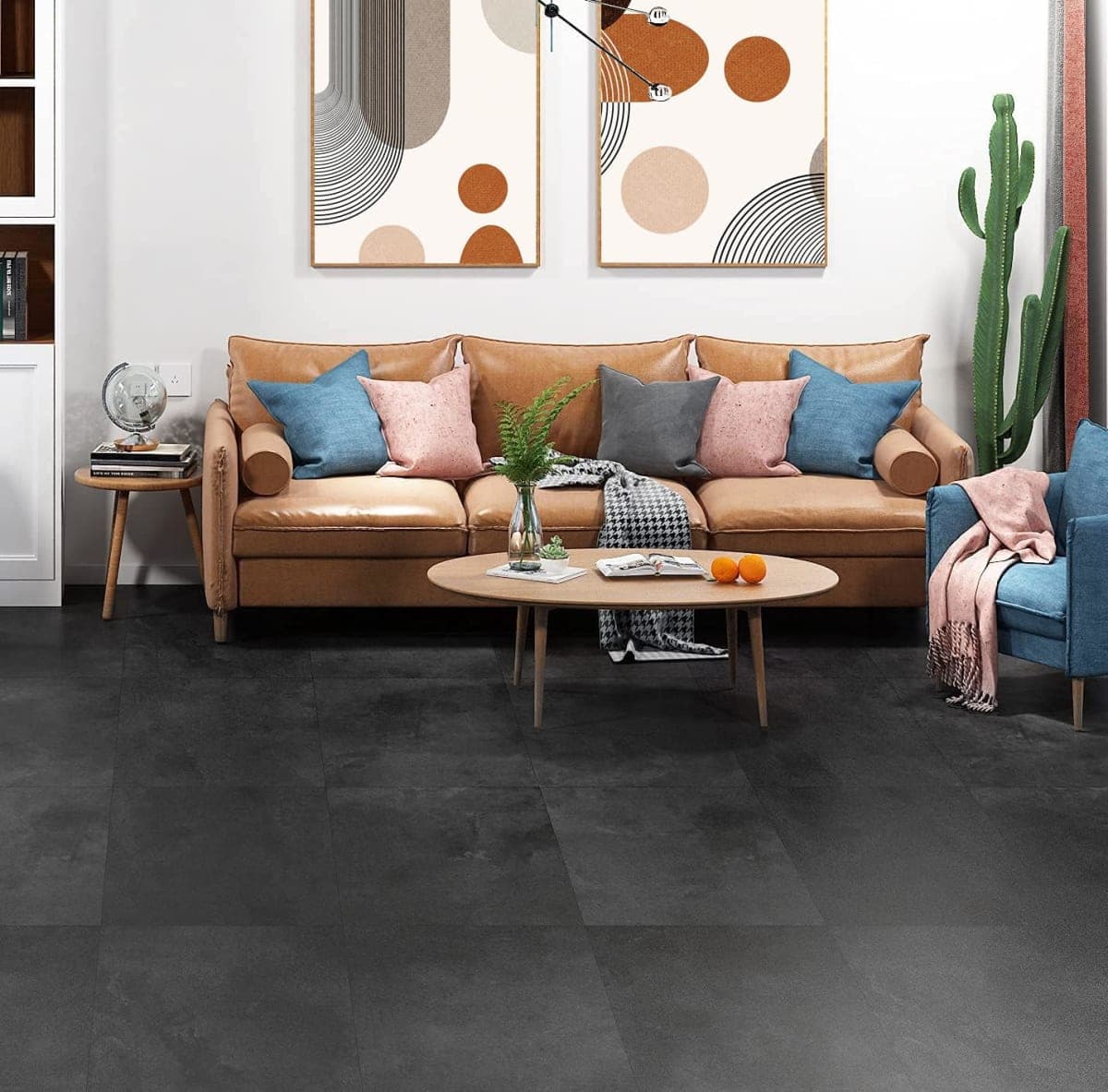 Livelynine 32-Pack Removable Floor Tiles Peel and Stick Flooring Charcoal Grey Vinyl Flooring Waterproof Bathroom Floor Tile Stickers Stick On Laminate Flooring Sticky Linoleum Flooring 30X30CM thumbnail 4