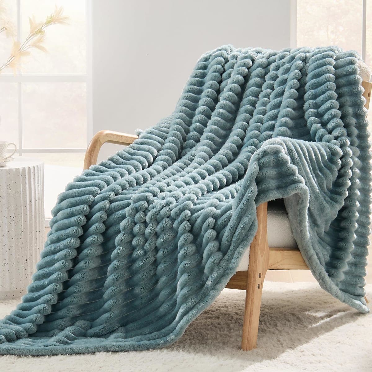 SUPRYNEX Green XL Throw Blanket 50x70 Inches - Striped Super Soft Plush Microfiber, Lightweight All-Season for Couch Sofa Bed thumbnail 2