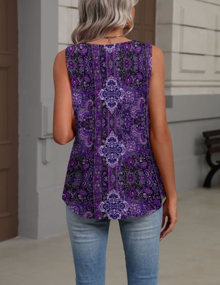 Zeagoo Womens Tank Tops Summer Sleeveless Loose Fit Tops V Neck Pleated Shirts Basic Tees Dressy Casual Trendy Clothes, Jb229-blue Color, Large thumbnail 5