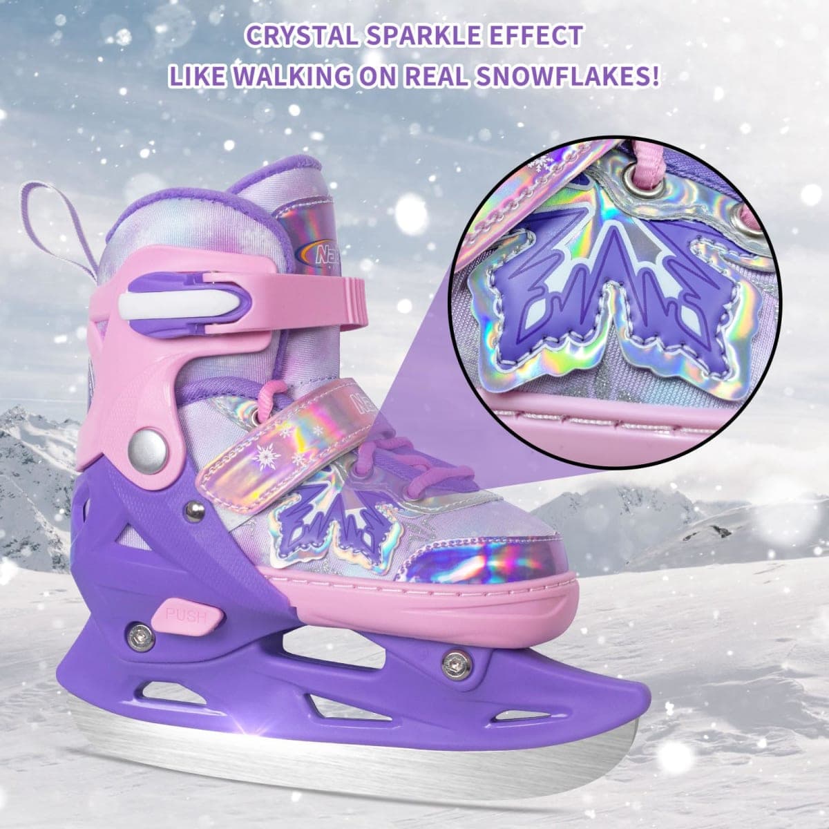 Nattork Adjustable Kids Ice Skates - 4 Size Adjustable Hockey Lace-Up Skates with Warm Plush Lining, Triple Safety Ankle Support, Stainless Steel Blades - Perfect for Boys and Girls Aged 3-12 thumbnail 2