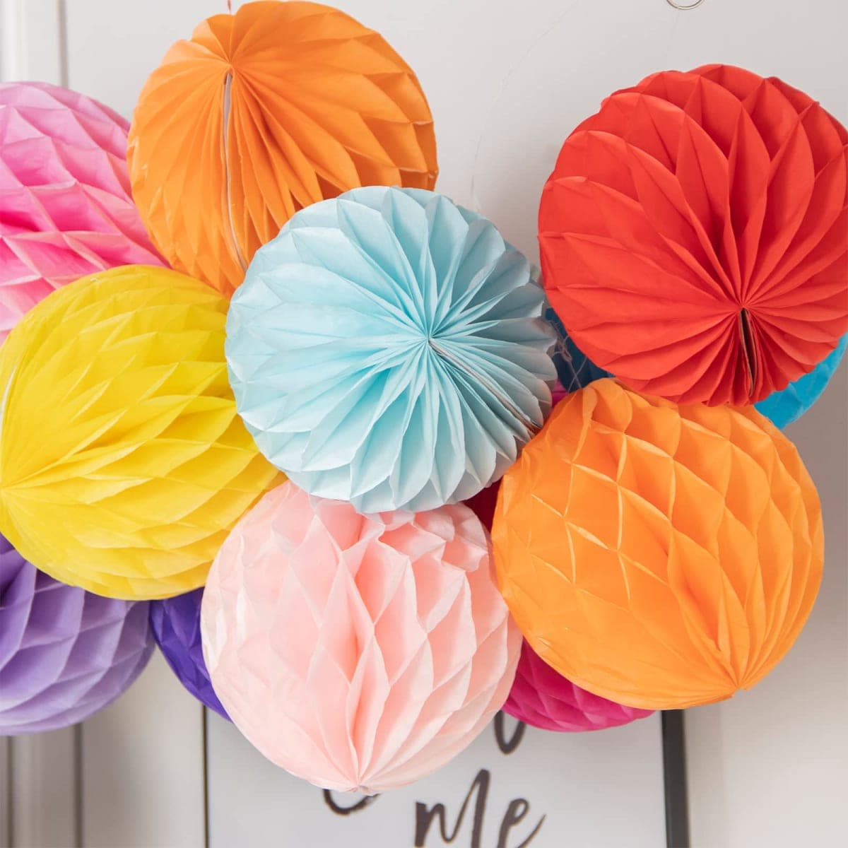 Colorful Rainbow Hanging Tissue Paper Honeycomb Balls Pride Party Decorations Pom Poms for Rainbow Sunshine Cloud Sun Themed Birthday Baby Shower Gender Reveal Wedding Party Décor thumbnail 5