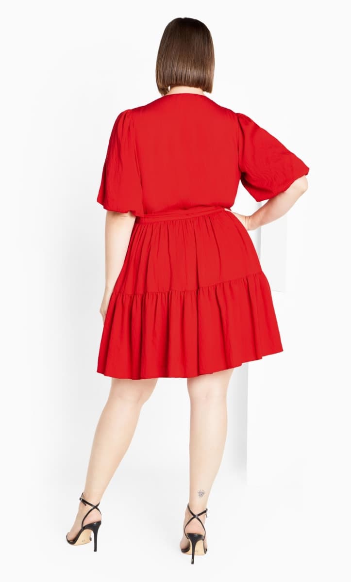 City Chic Plus Size Dress Nikola in Tango RED, Tango Red, 24 Plus thumbnail 3