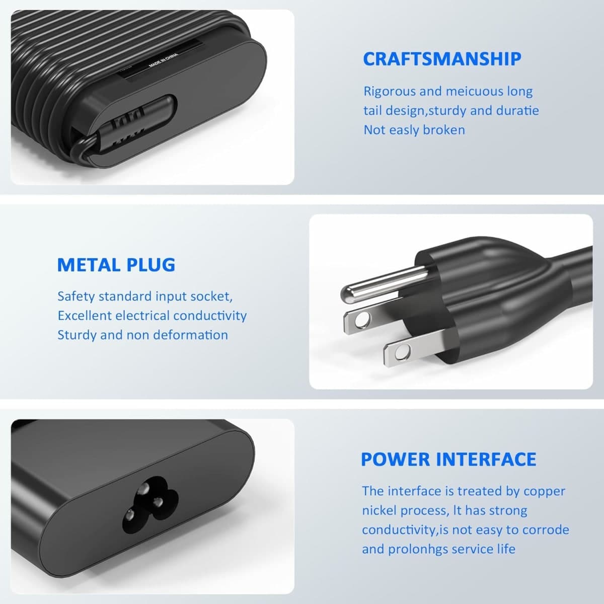 New 130W USB C Charge Replacement for Dell Laptop Charge Latitude 3520 5420 5520 5540 5550 7420 Inspiron 14 16 7620 Type C Dell Type C AC Adapter Power Cord thumbnail 5