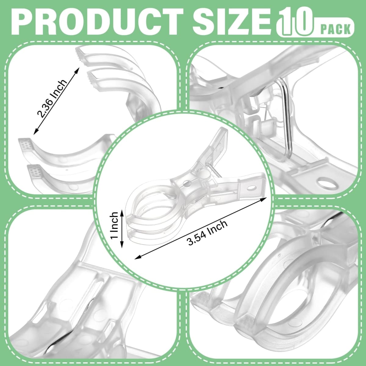 LemonRoad 10 Pack Large Balloon Arch Clips Plastic Transparent Backdrop Spring Clamps 3.5 Inch Heavy Duty Clip for Balloon Arch Kit Birthday Decoration Crafts Woodworking Photography Studios (Clear) thumbnail 3