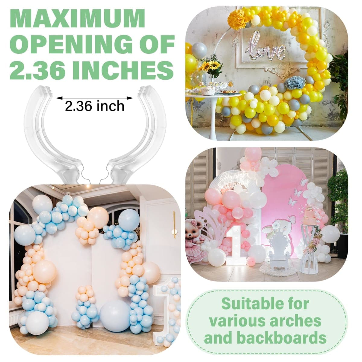 LemonRoad 10 Pack Large Balloon Arch Clips Plastic Transparent Backdrop Spring Clamps 3.5 Inch Heavy Duty Clip for Balloon Arch Kit Birthday Decoration Crafts Woodworking Photography Studios (Clear) thumbnail 5