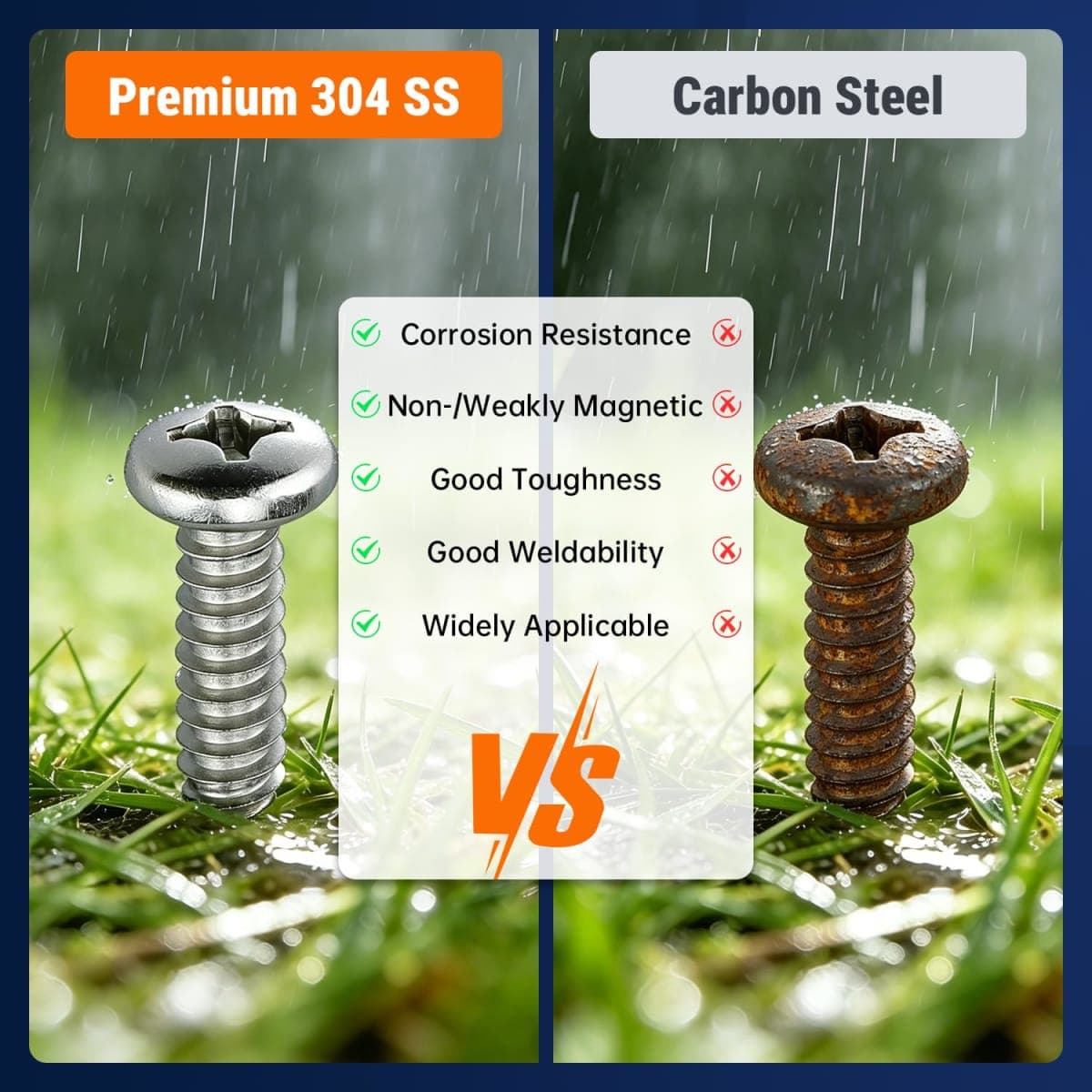#12 x 2-1/2" (30 Pack) Stainless Steel Phillips Pan Head Wood Screws, Stainless Steel 304 (18-8), Pan Head Sheet Metal Screws Self Tapping Screws thumbnail 5