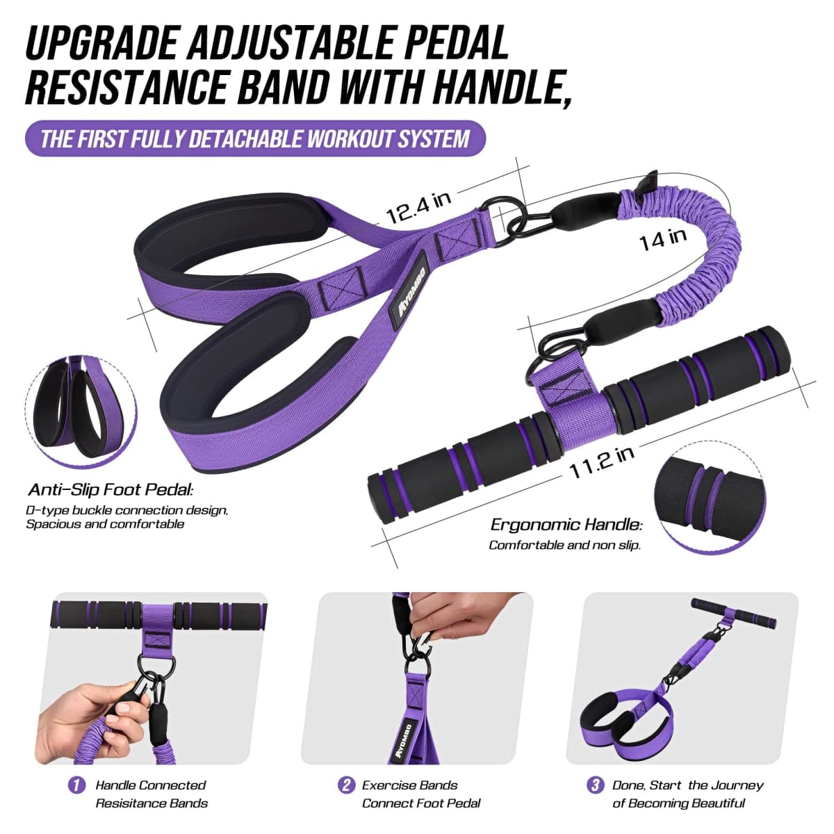 Ayombo Pedal Resistance Band with Handle thumbnail 2