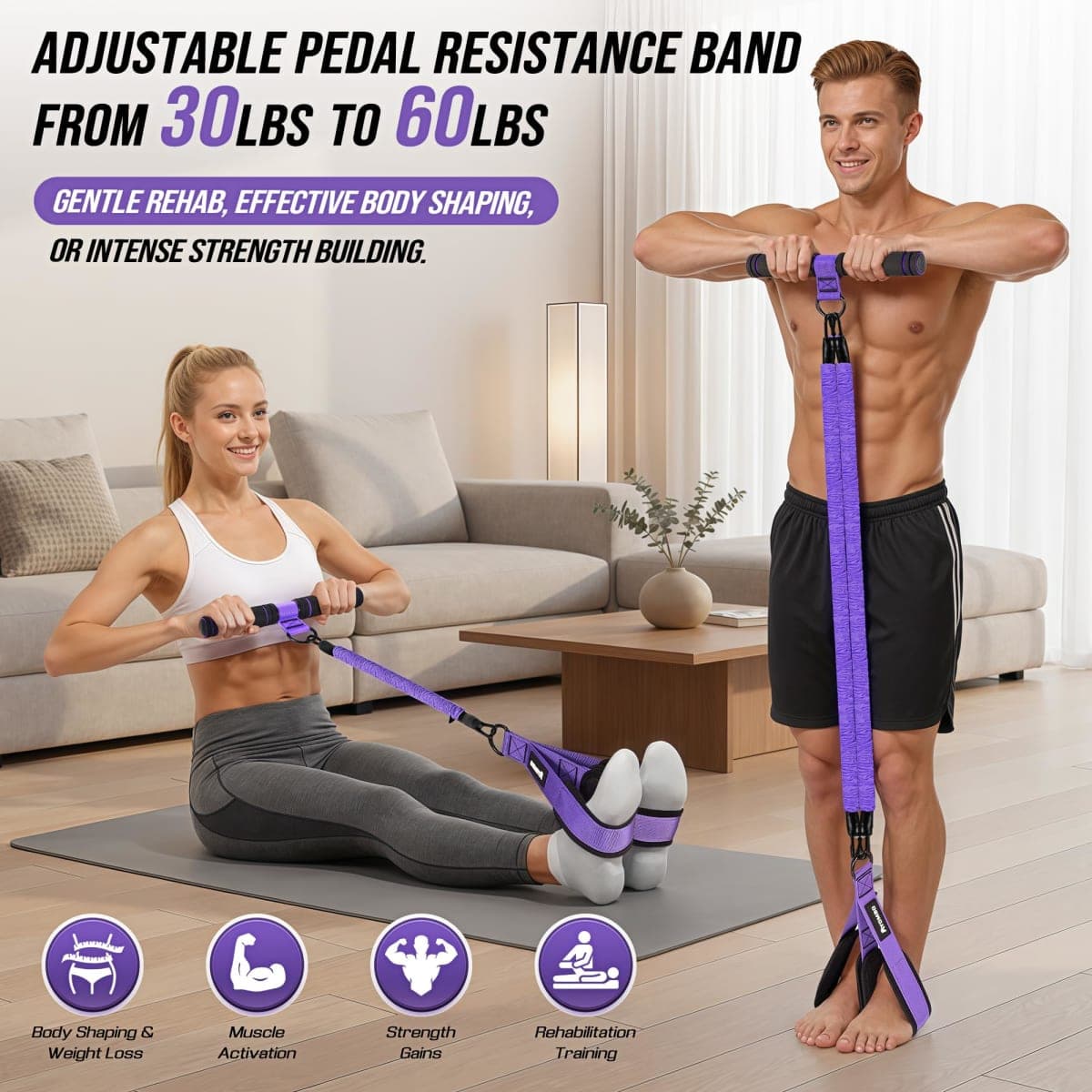 Ayombo Pedal Resistance Band with Handle thumbnail 3
