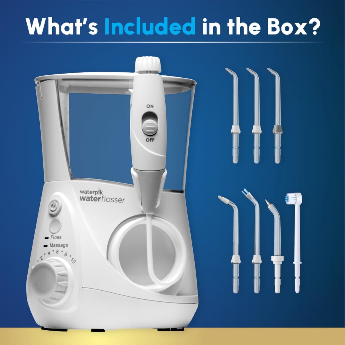 Waterpik Aquarius Water Flosser For Teeth Cleaning, Gums, Braces, Dental Care, Electric Power With 10 Settings, 7 Tips For Multiple Users & Needs, CDA Validated, White WP-660, Packaging May Vary thumbnail 4