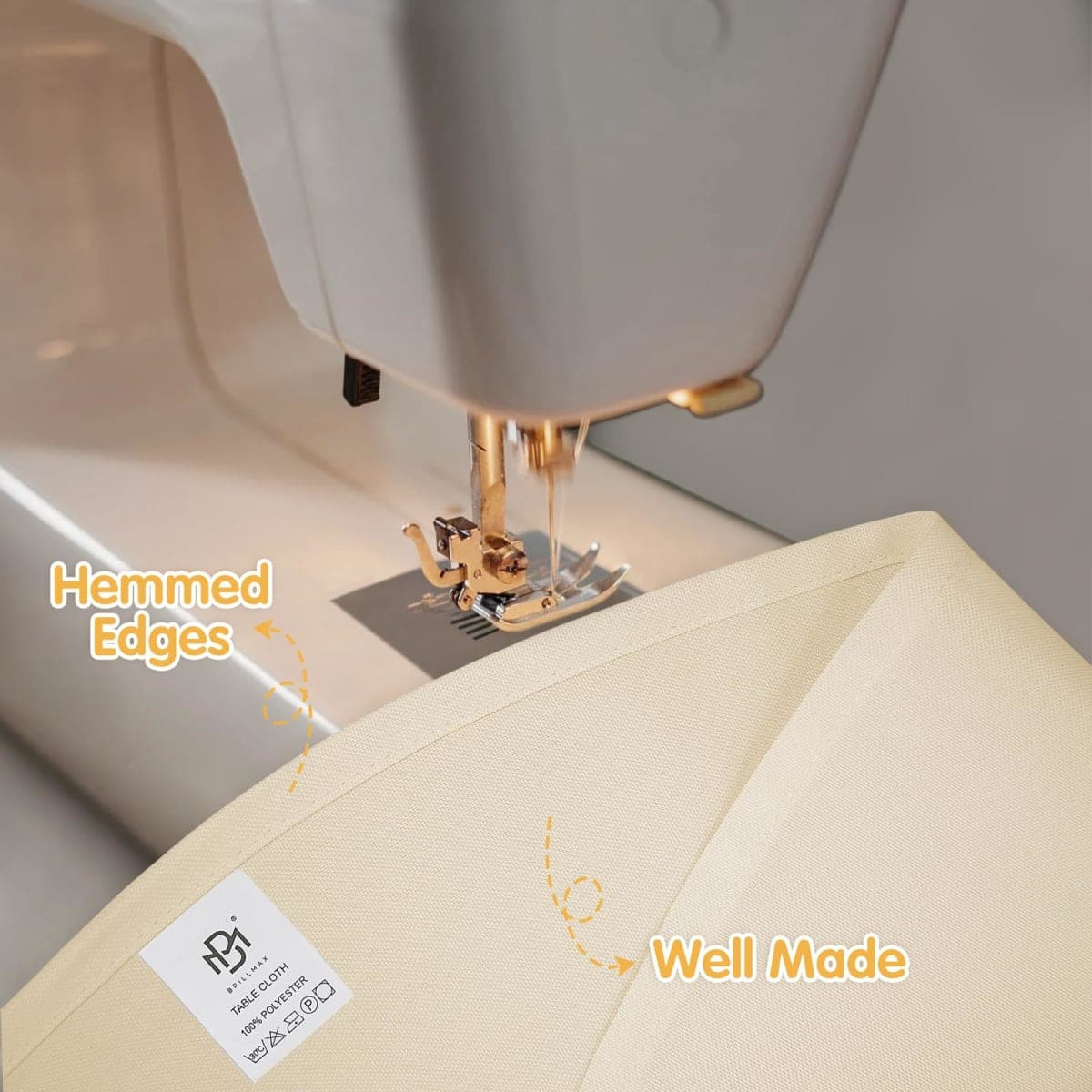 BRILLMAX 6 Pack Beige Round Tablecloths 90 Inch for 60" Tables thumbnail 4