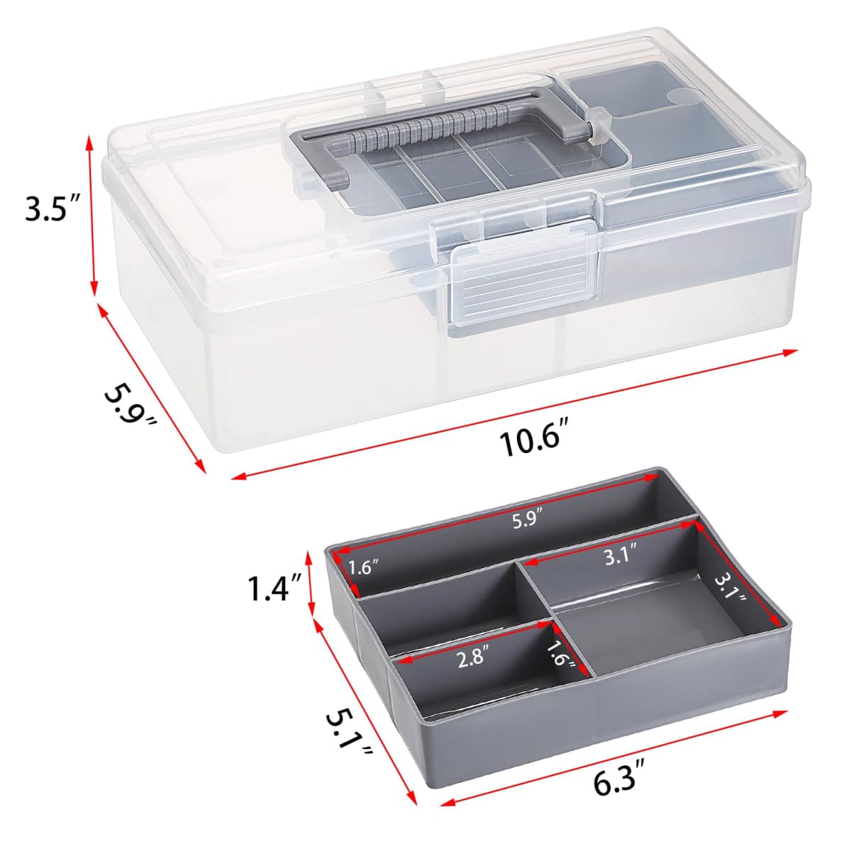 JUXYES Plastic Fishing Tackle Box Organizer with Removable Dividers, Clear Fishing Tackle Storage Boxes with Handle, 2 Layer Fishing Tackle Tray Box Lure Box thumbnail 2