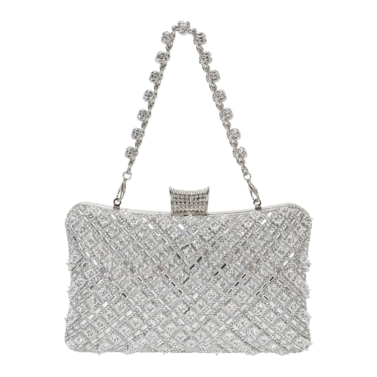 Womens Sparkly Rhinestone Clutch Purse, Glitter Evening Handbag — image 1