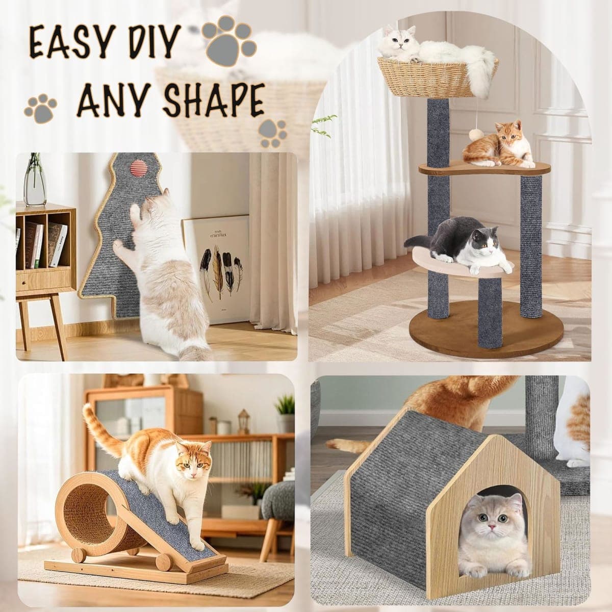 78.7"X15.8" Self-Adhesive Cat Scratching Mat - Durable Couch Protector from Cat Claws, DIY Furniture Protector from Cats Scratching, Sticky cat Scratch Wall mat- No Residue, Safe for Cats (Dark Grey) thumbnail 3