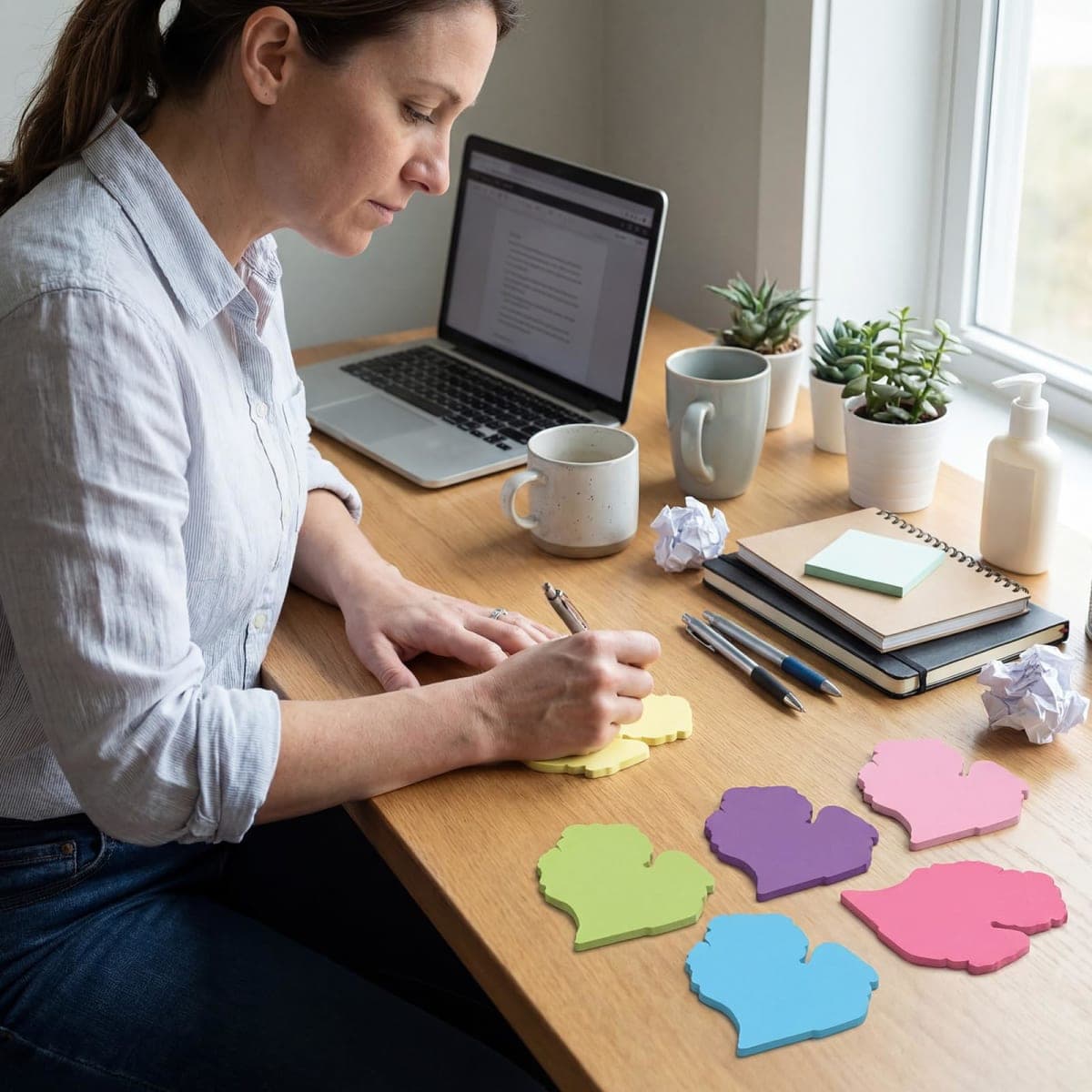 Gilprop 8 Pads/ 240 Sheets Michigan Gifts Michigan Shaped Sticky Notes Self Stick Notes Colorful Memo Note Pad for Independence Day Birthday Souvenirs Traveler Coworkers Farewell Gifts (Multicolors) thumbnail 5