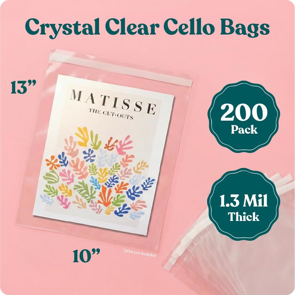 10" X 13" Self Sealing Cellophane Bags (200 Pack) - Clear Cookie Bags With Seal for Baked Goods Packaging, Cookie Wrappers, Bakery Packaging, Bake Sale, Candy, Treats, Goodies, Gifts, Party Favors thumbnail 2