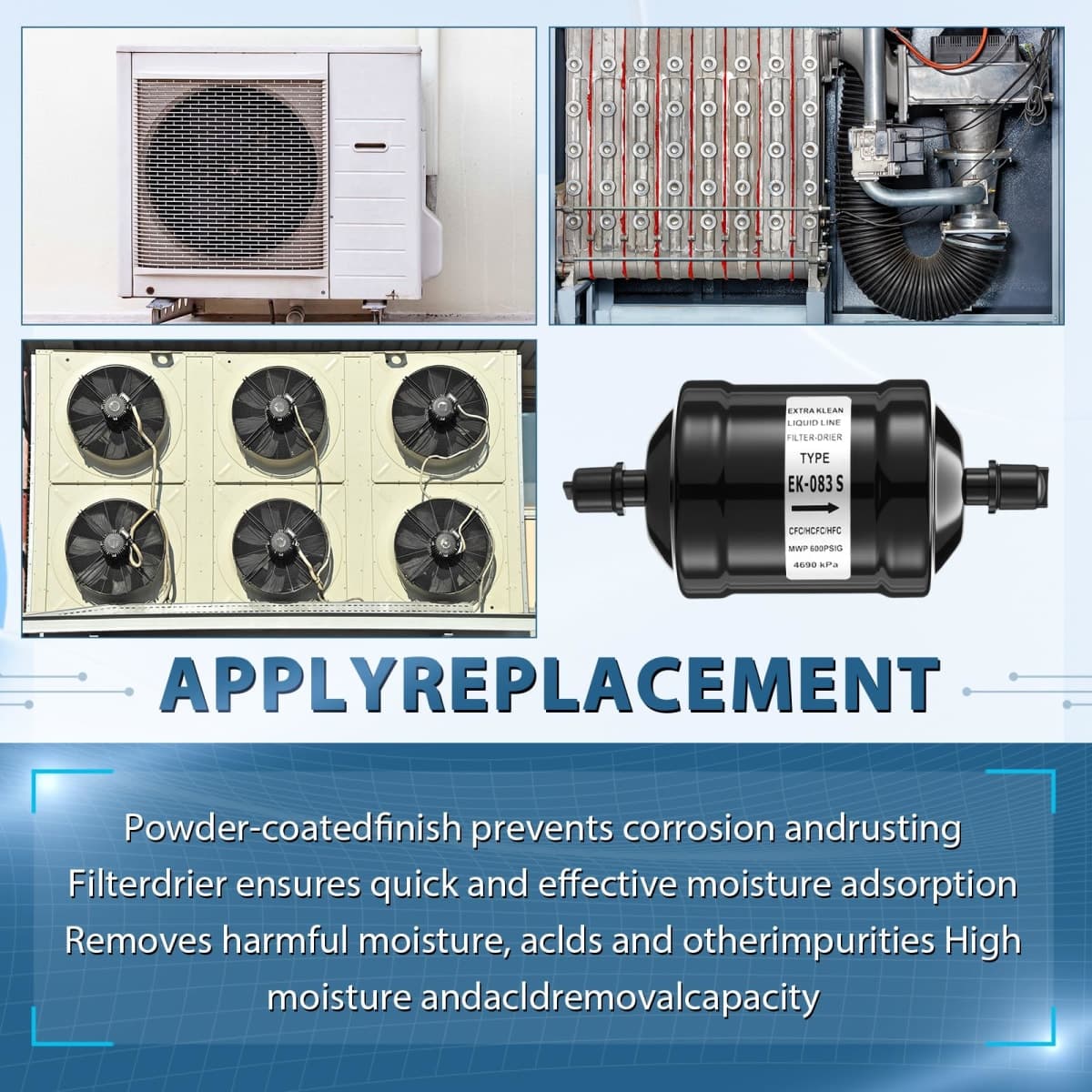 Threlaco 2 Pcs 3/8'' Flow Filter Drier for Heat Pump Refrigerant Filter Drier SHDK-083 3/8 in Liquid Line AC HVAC Refrigeration Connection Universal Unidirectional thumbnail 5