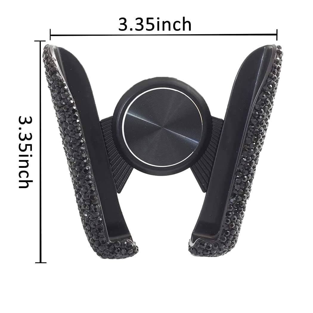 SUNCARACCL Bling Car Phone Holder Mini Dash Air Vent Automatic Mount Universal 360°Adjustable Crystal Auto Stand Accessories for Women and Girls (Black) thumbnail 2